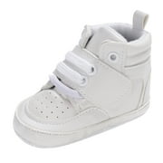 MIASHUI Baby Boys Girls Shoes Soft Rubber Sole Sneakers Fashion High-Top Non- Toddler Dress,White,6-12 Months